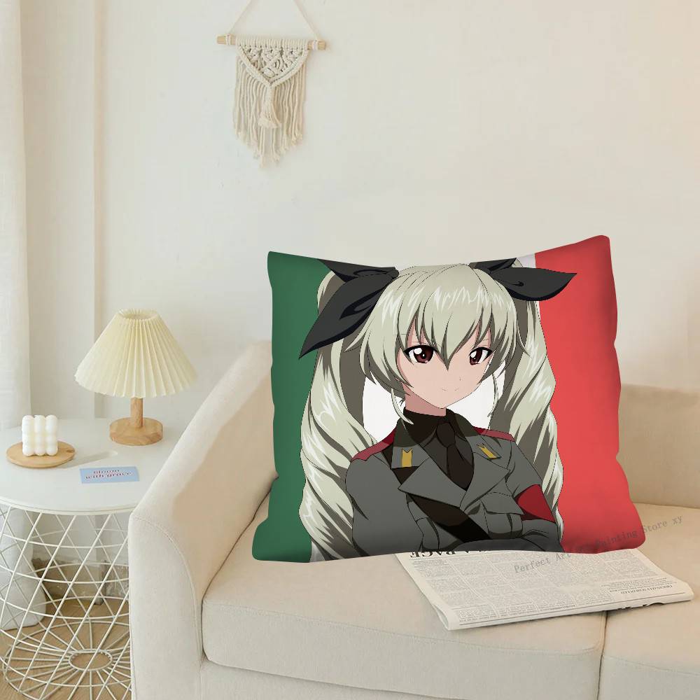 1pc Anime Girls Und Panzer Der Film Pillow Case Fashion Square Pillowcase Bedroom Sofa Room Ins Decoration Leisure