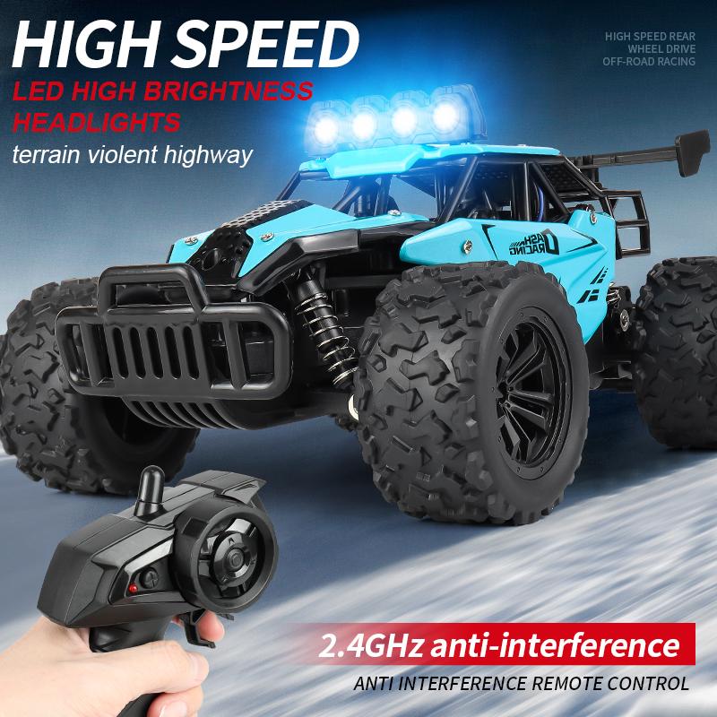 1:16 20KM/H RC Car With LED Light 2.4G High Speed Off-Road Climbing 2WD Remote Control Car Toy Gifts for Boys Girls Kids