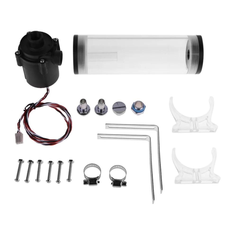 G1/4 Thread XHC8+160mm Cylinder Water Tank Water Pump 12V 19W PC Water Cooling SC600 Pump Radiator Waterblock Holder Kit For CPU чёрный