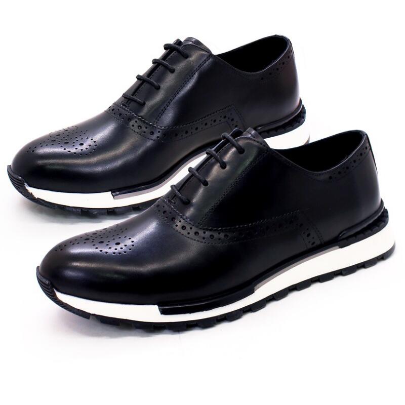 Fashion NEWGenuine Leather Comfortable Fashion Sneakers Handmade Sequin Casual Shoes Dating Banquet Men's Shoes Zapatos Sapat A36