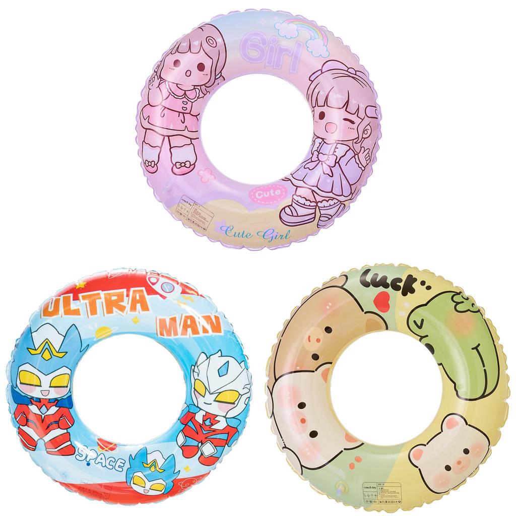 Cute Xiaolu Ins Children's Swimming Ring Thickened Inflatable Pool Float For Beginners Cartoon Scene Purple Girl Robot