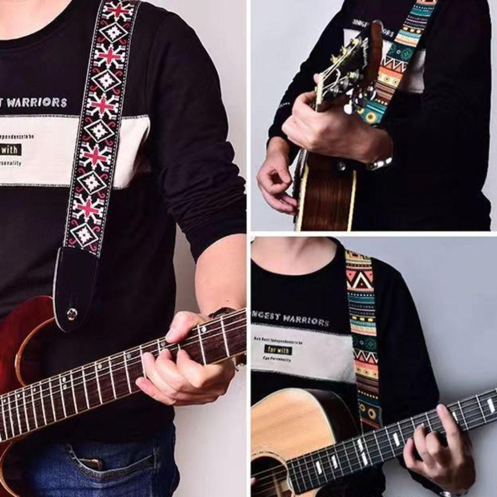 Ethnic Style Guitar Strap Adjustable Electric Guitar Belts Guitar Belts  Guitar Accessories
