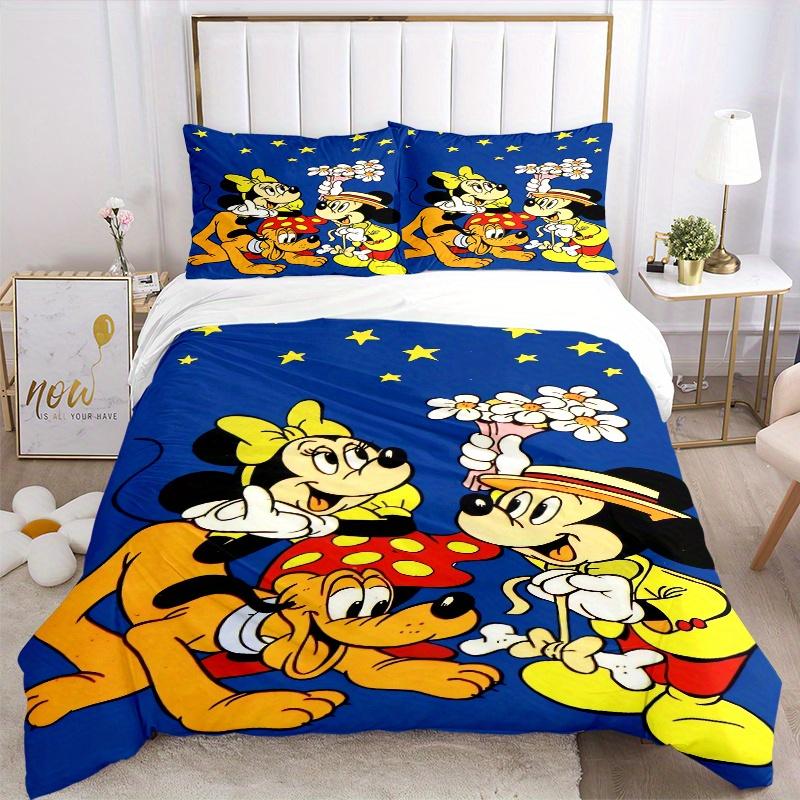 3pcs Mickey Minnie Pluto Quilt Set Soft and Comfortable Bedroom, Guest Room and Dorm Decor Bedding Set Q052