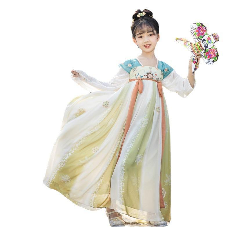 Hanfu-Mädchen im chinesischen Stil, Stoff-Sommerkleid, antiker Tang-Anzug, Super-Fee-Kostüm, kleines Mädchen, Meerjungfrau, Prinzessinnenrock, Unterwäsche