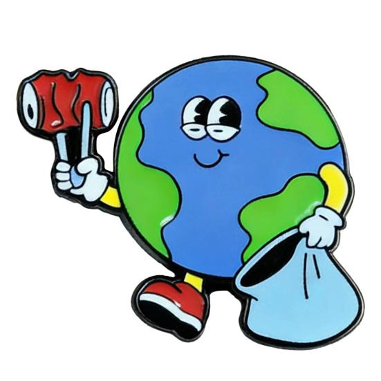 Earth Enamel Lapel Pin, Protecting The Earth Metal Brooch Pin for Backpacks, Clothing, Bags, Hats, Earth Day Gifts for Women Men
