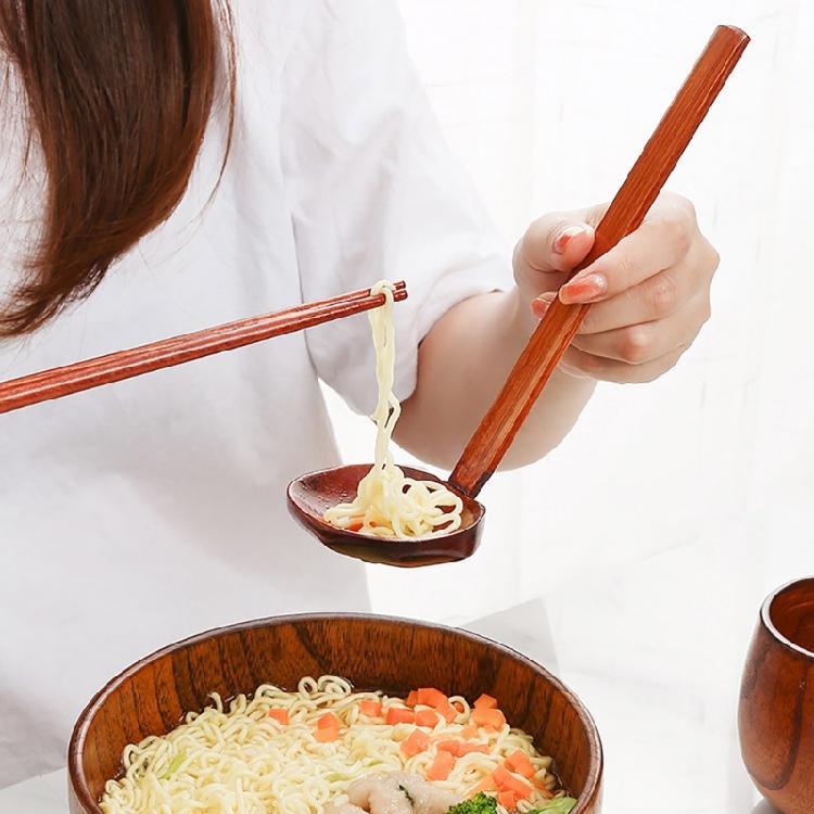 Noodles Soup Spoon Strainer Kitchen Ladles Soup Spoon Wood Serving Spoons Cooking Utensils with Long Straight Handle