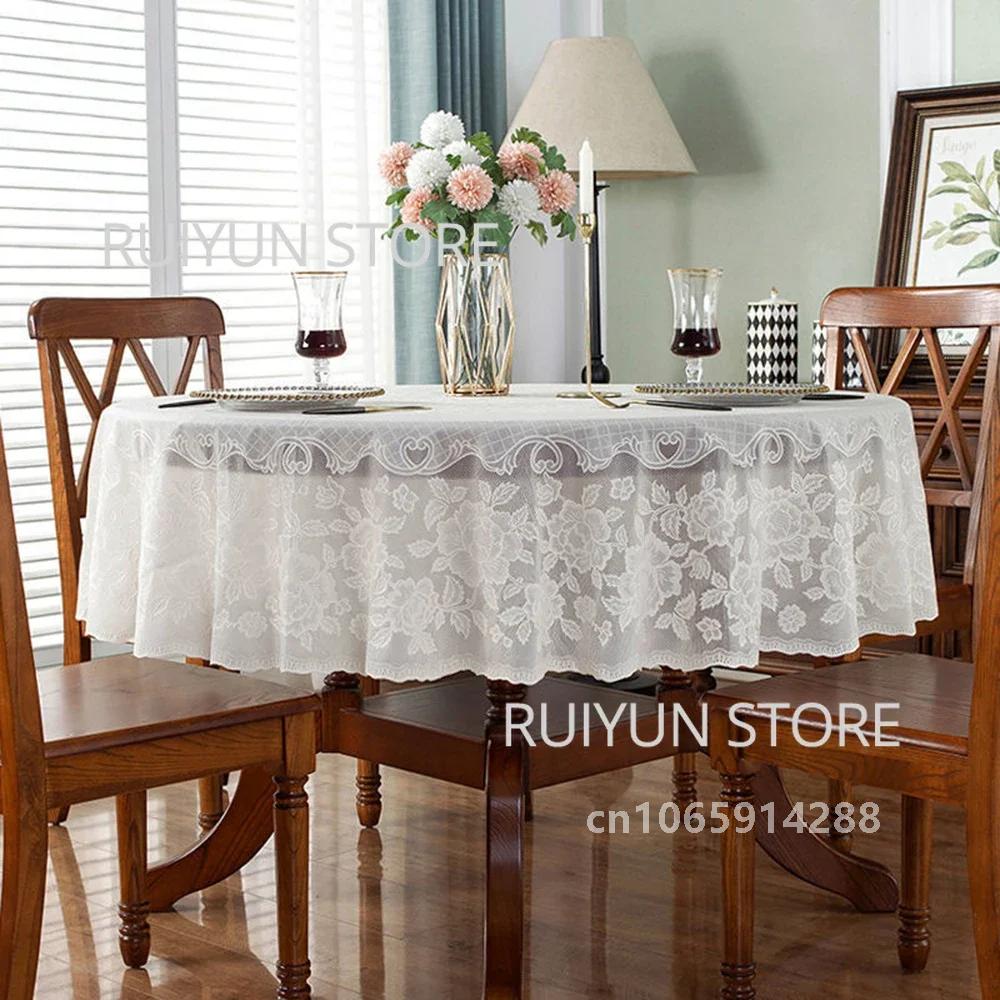 Round Table Cloth Pvc Waterproof Oil-Proof Tablecloth Tea Coffee Table Cover For Wedding Party Decor Diameter 152/180/200/210Cm
