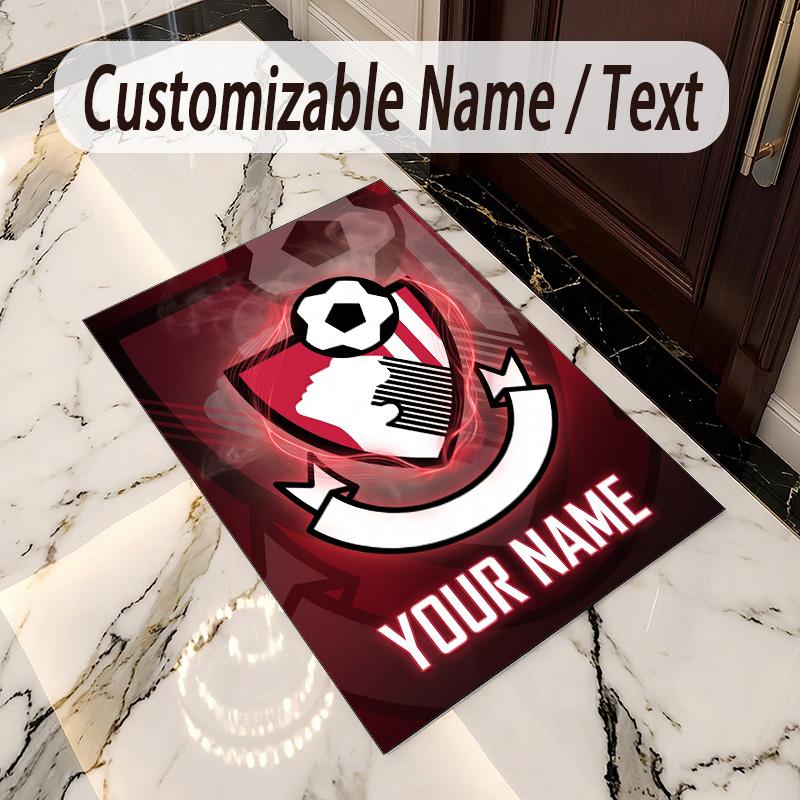 Crystal Velvet Rug Bournemouth Football Print Custom Name Text Floor Mat Home Decor