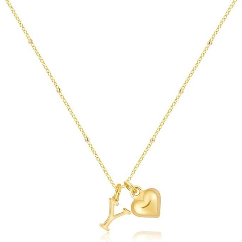 Fashion Luxurious Style 26 Letter Heart Necklace - Gold Plated - Simple and Versatile Women's Necklace