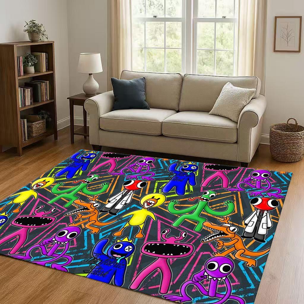 3D R Rainbow Friends Game Cartoon Living Room Non Slip Area Rug Carpet for Bedroom Playroom Sofa,Easy Clean Home Decor Doormat