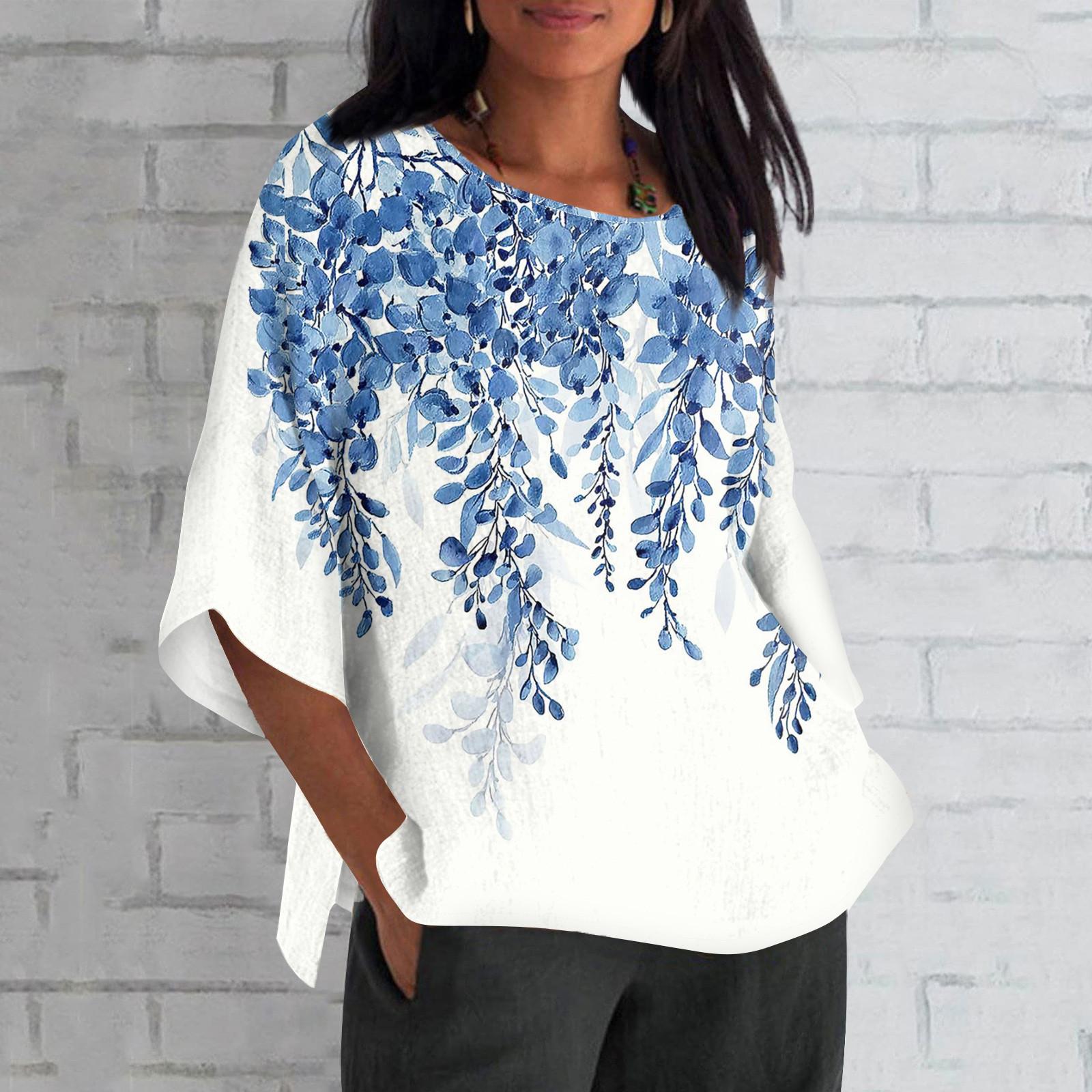 Женская мода с рукавом семь четвертей и круглым вырезом с принтом — фото 12