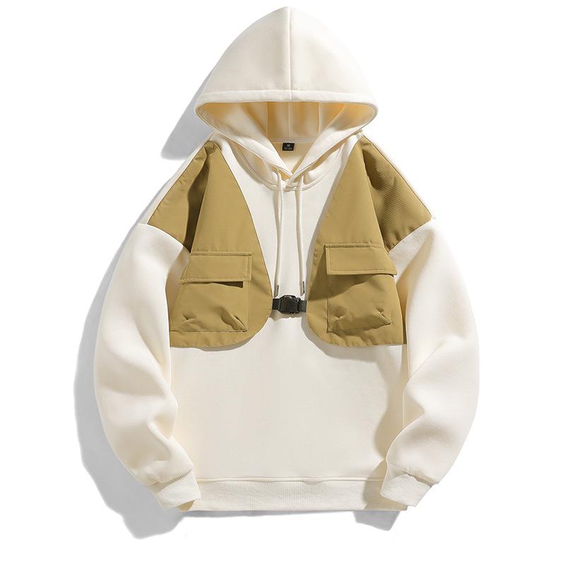 Contrast Color Stitching Hooded Fashionable Personalized Sweatshirt Trendy Teenagers Handsome Versatile Top