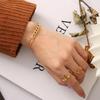 18K Gold Plated Bead Patchwork Necklace & Bracelet Set in Titanium Steel, European & American Fashion.