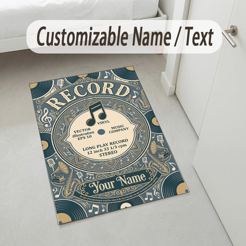 Ravens Roses Theme Soft Crystal Velvet Rug Custom Name & Text Print Non Slip Floor Rug for Bedroom Living Room