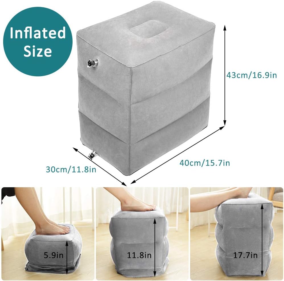 Inflatable Travel Footrest Pillow Multifunctional Adjustable Height Travel Pillow For Kids Sleeping And Leg Rest 