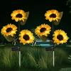 Solar Powered LED Solar Sunflower Lights Waterproof LED Light Landscape Lamp Simulation Design Outdoor Deco Flower Light