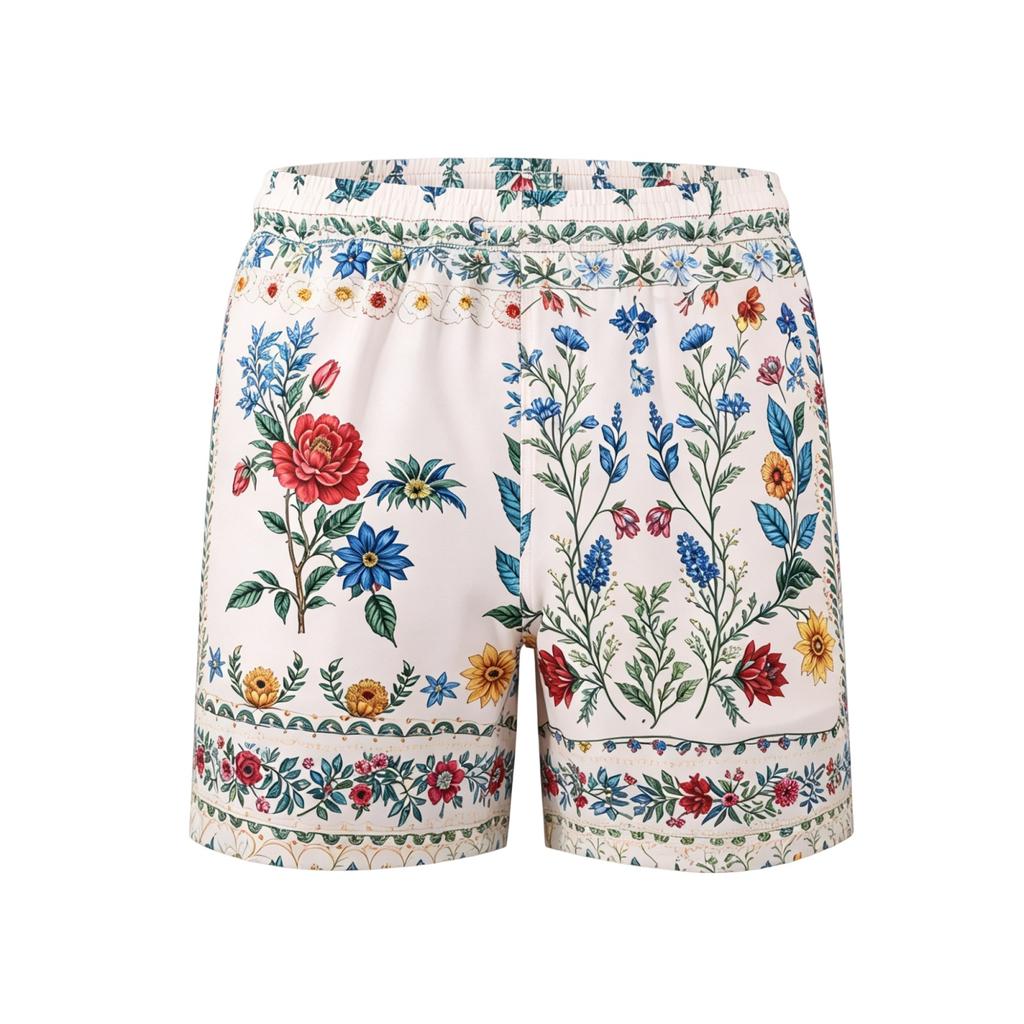 Men Swim Shorts Quick Dry Beach Trunks Elastic Waist Drawstring Swimwear with Tree Print for Pool Spa Vacation