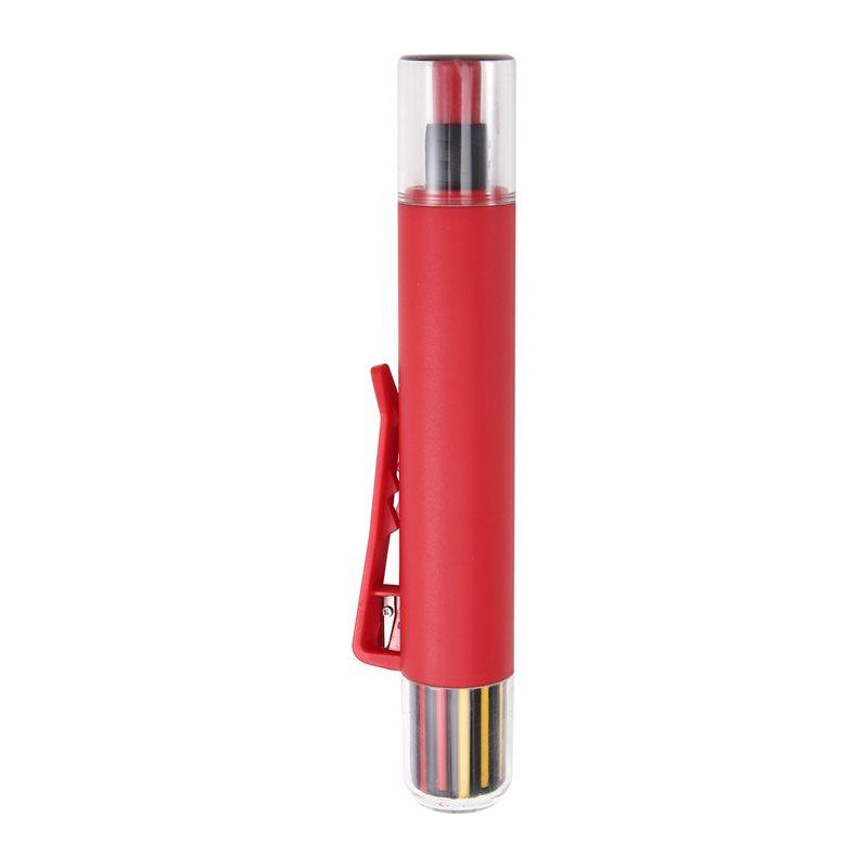 A96I-Solid Woodworking Carpenter Pencil Mechanical Construction Marking Scriber 3 Colors Refill Built-In Sharpener Red