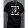Europäische Größe Alltag Herren Lustiges "Houston, ich habe so viele Probleme" Weltraum T-Shirt - Leichtes Kurzarm Rundhals Freizeitshirt