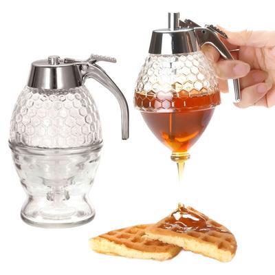 1/2Pcs Honey Dispenser Storage Jar with Stand Large Capacity Leak-Proof Design BPA Free Honey Comb Shaped Honey Pot