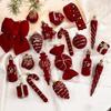 Light Luxury Flocking Burgundy Christmas Pendant Sticky Powder Gold Powder Special-shaped Pendant Light Luxury Decoration Pendant Arrangement