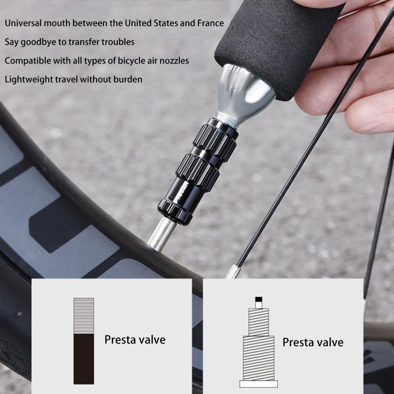 CO2 Inflator Nozzle for Bicycle High Pressure Gas Cylinder Pump Head Easy Use Rapid Tire Inflation for Long Distance Rides