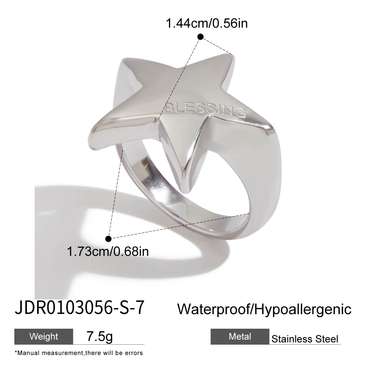 

Youthway High Quality Versatile Stainless Steel Metal Geometric Star Ring Engrave BLESSING Anti Allergic Women Jewelry Daily 6