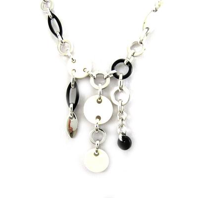 [L5401] - Silver Necklace 'Calypso' Black Ivory Silver