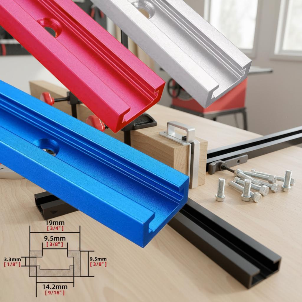 T-Track Aluminum T-Slot Miter Track Jig for Woodworking Tables - Universal T-Screw Fixture Slot for Router Tables, Saw Tables