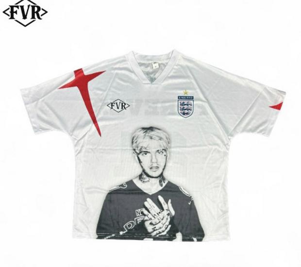 2025 V-neck Digital Print Retro Hip-hop Jersey with Portrait Design L