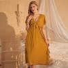 Women's Summer Lace V-Neck Ice Silk Pajamas - Short Sleeve Nightdress for Comfortable Homewear