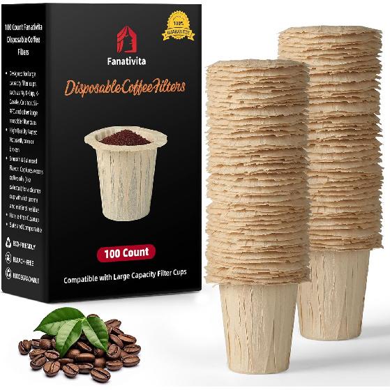 Jednorázové kávové filtry pro můj K-Cup, K-Carafe, Cuisinart SS-RFC a další velké opakovaně použitelné filtrační kalíšky (Nebělený 100 kusů)