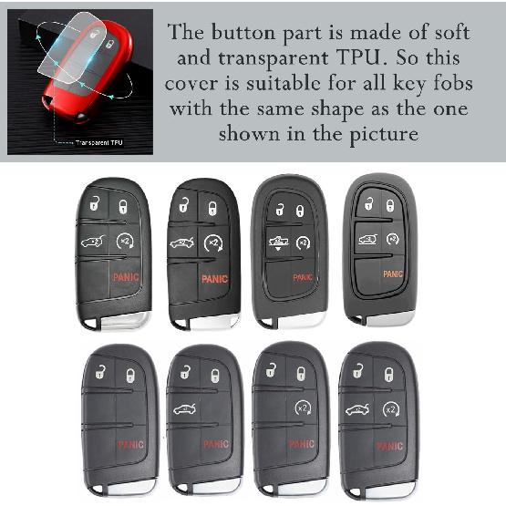 TANDRIVE Key Fob Cover Compatible With 2026 2025-2015 Jeep Compass Dodge Durango Cherokee Grand Cherokee Renegade Challenger Charger RAM Chrysler