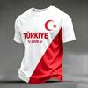 Men's Casual Crew Neck Short Sleeve Pullover T-Shirt with Football Fan Graphic Print World Cup Supporter Top Turkey Design