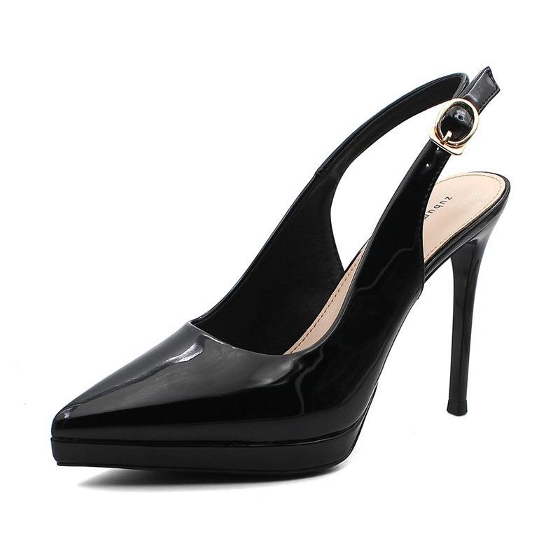 8 Pointed Thin Heel Single Shoes Women's Sexy Super High Heel Bag Head Empty Sandals Temperament Patent Leather Women's Shoes
