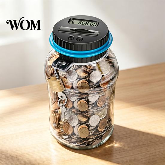 Visible Coin Bank for Teens Digital with Intelligent Counting, Safety Padlock ABS Transparent Durable Container Savings Jar, Money Management Box Kids
