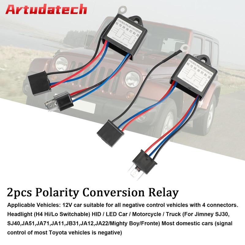 Artudatech 2pcs Polarity Conversion Relay 12 V H4 Car Accessories
