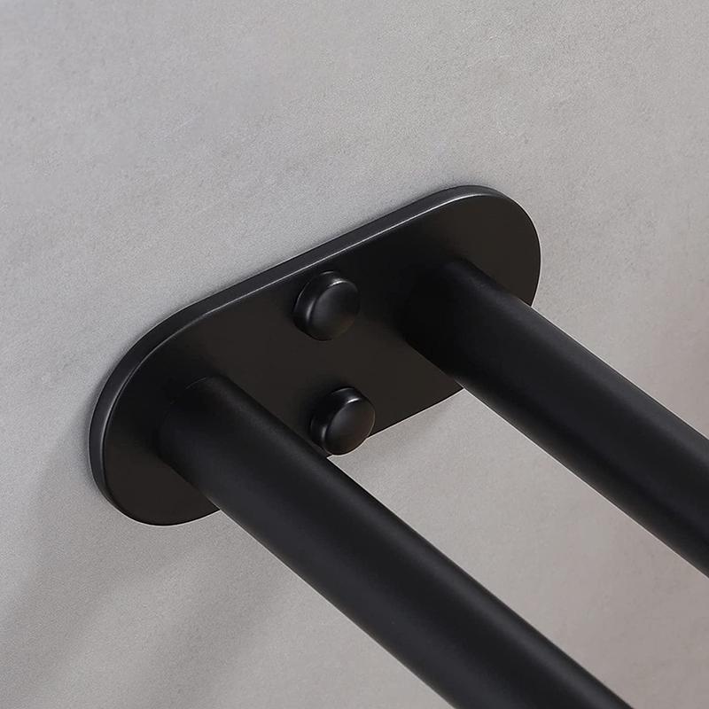 Bathroom Towel Rack Stainless Steel Holder Wall Black Double Towel Rack Hand Bar Towel Hanger Ladder Holder Bathroom Accessories