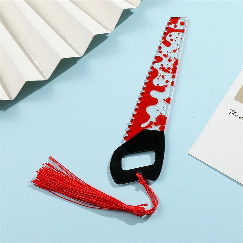 1Pcs Creative Horror Themed Series Clear Acrylic Tassel Bookmark Gifts