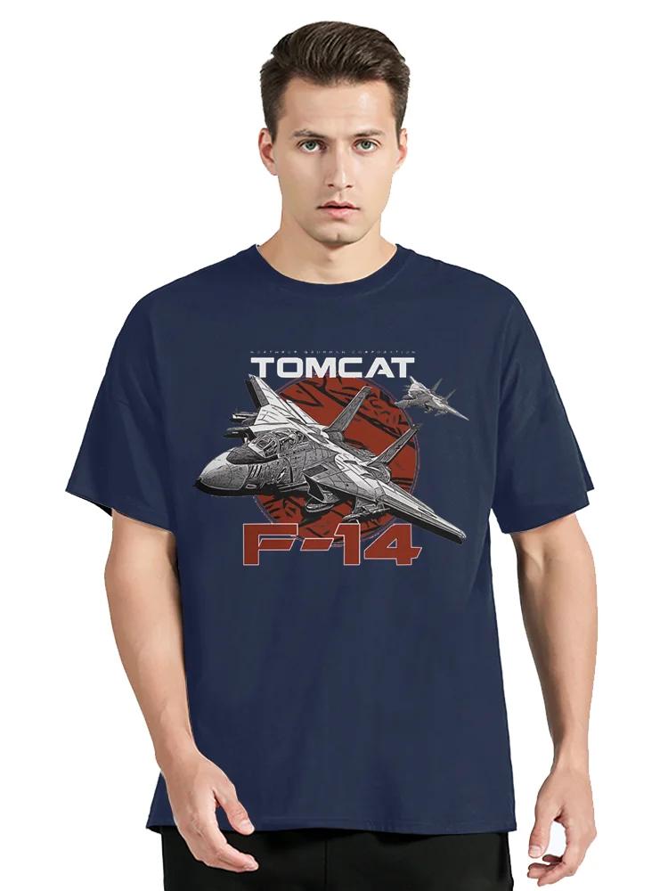F-14 Tomcat Fighterjet Classic Round Collar T-Shirt Top Gun Maverick Film Cotton Classic T Shirt Men Clothing Oversized Tshirt