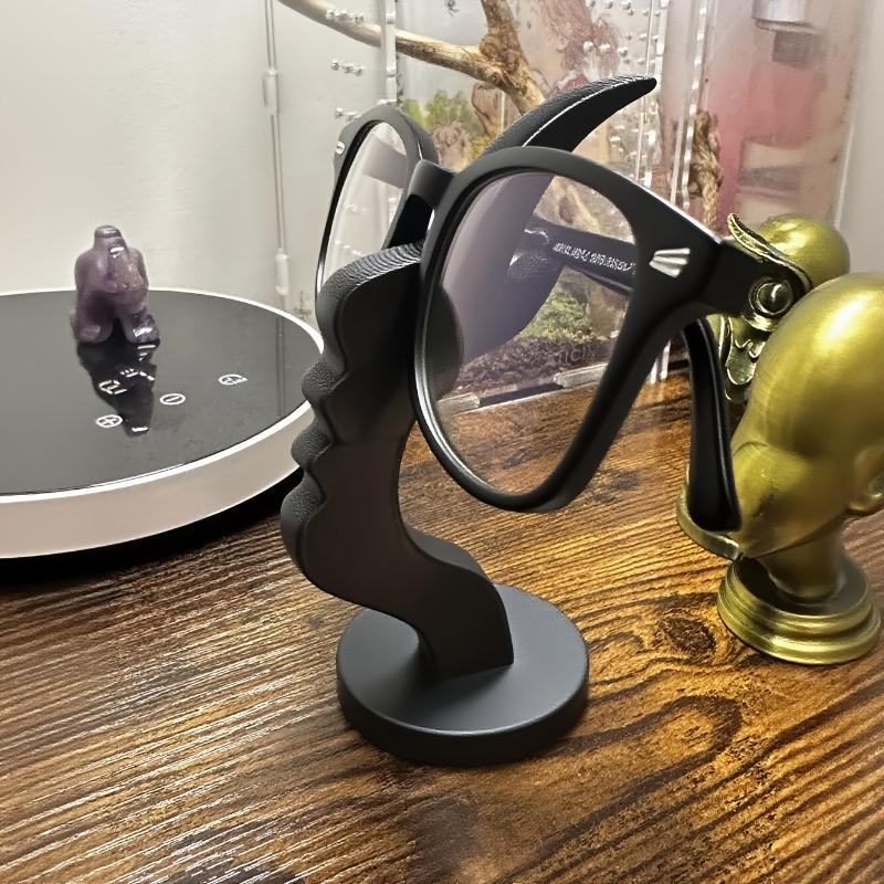 Black 1pc Artistic Curved Eyeglass Stand - Minimalist Design, Durable Secure Storage Solution for Glasses, Enhances Desktop & Bedside Decor