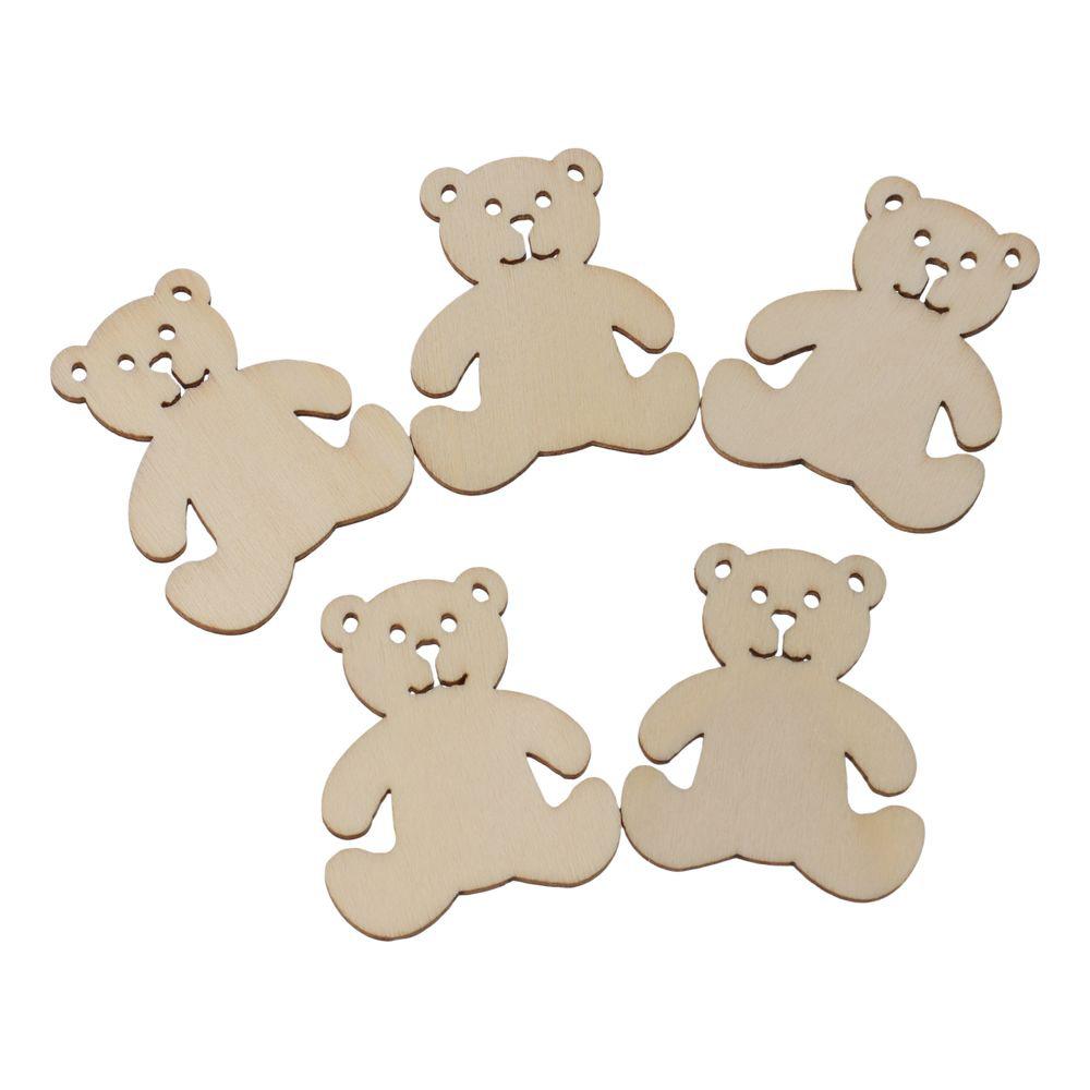 50pcs Bear Shape Bear Shaped Cutouts 41*48mm Hanging Bear Ornaments  for Painting,Home Decor