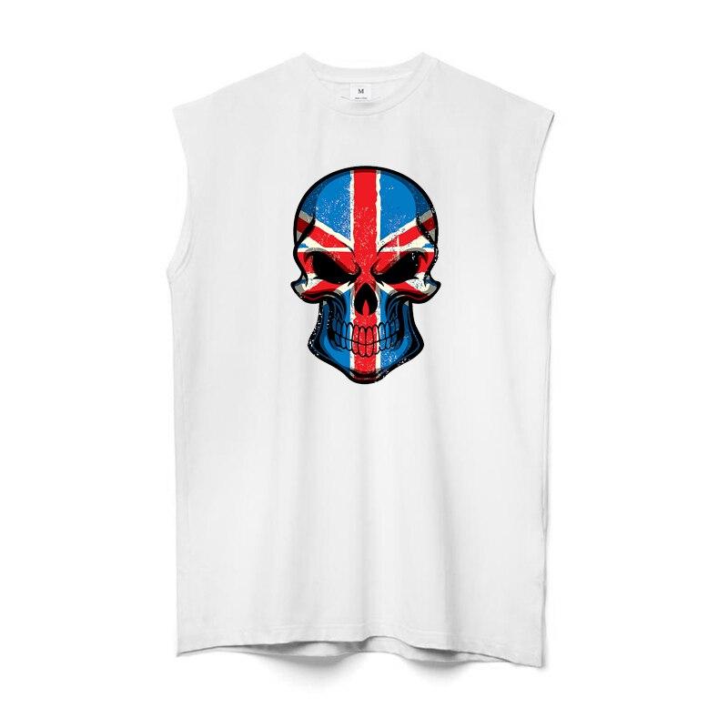 

Мужская майка Muscleguys для занятий фитнесом, майка с принтом черепа, жилеты с круглым вырезом, удобная одежда для бодибилдинга и спортзала для мужчин XXL белый