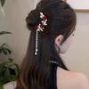 New Chinese Style Red Rose Fringe Hairpin Vintage Rose Hair Sticks Hairwear For Women Hair Fork Disk Hair Chopsticks Headdress