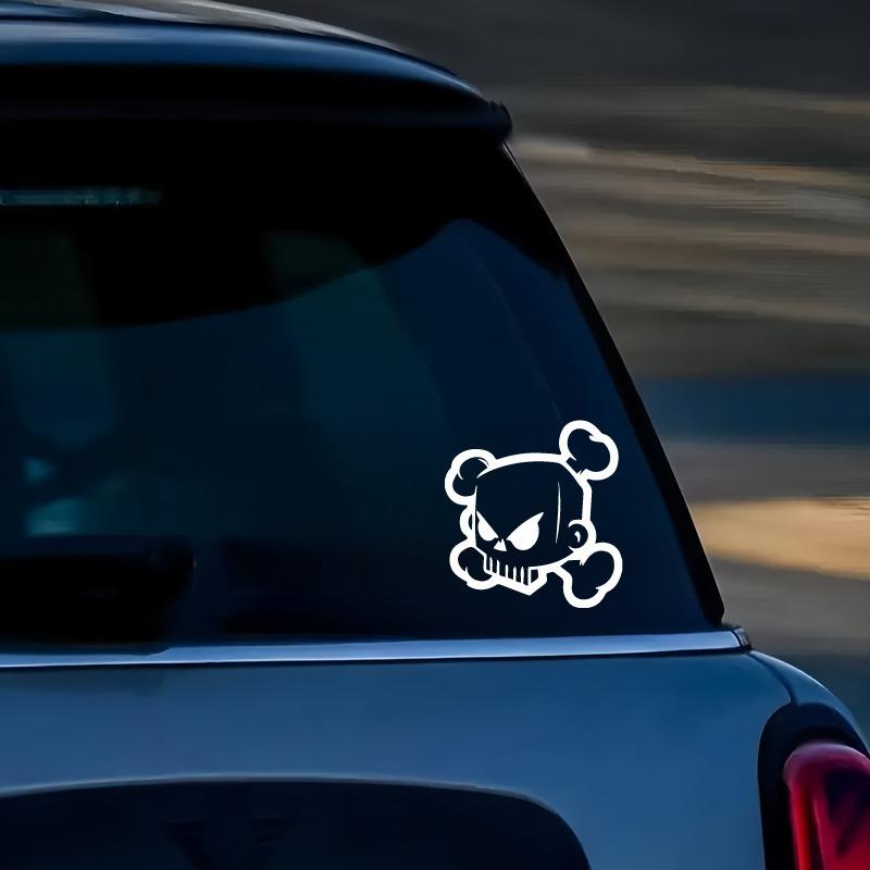 Skull Crossbones Sticker  Unique Cartoon Art, Edgy Decal for Laptops Skateboards. High - Grade Vinyl, Easy Apply Remove. Boost