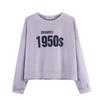 Ladies Loose Letter Printed Short Hoodie Autumn O-neck Long Sleeve Casual Sweatshirt
