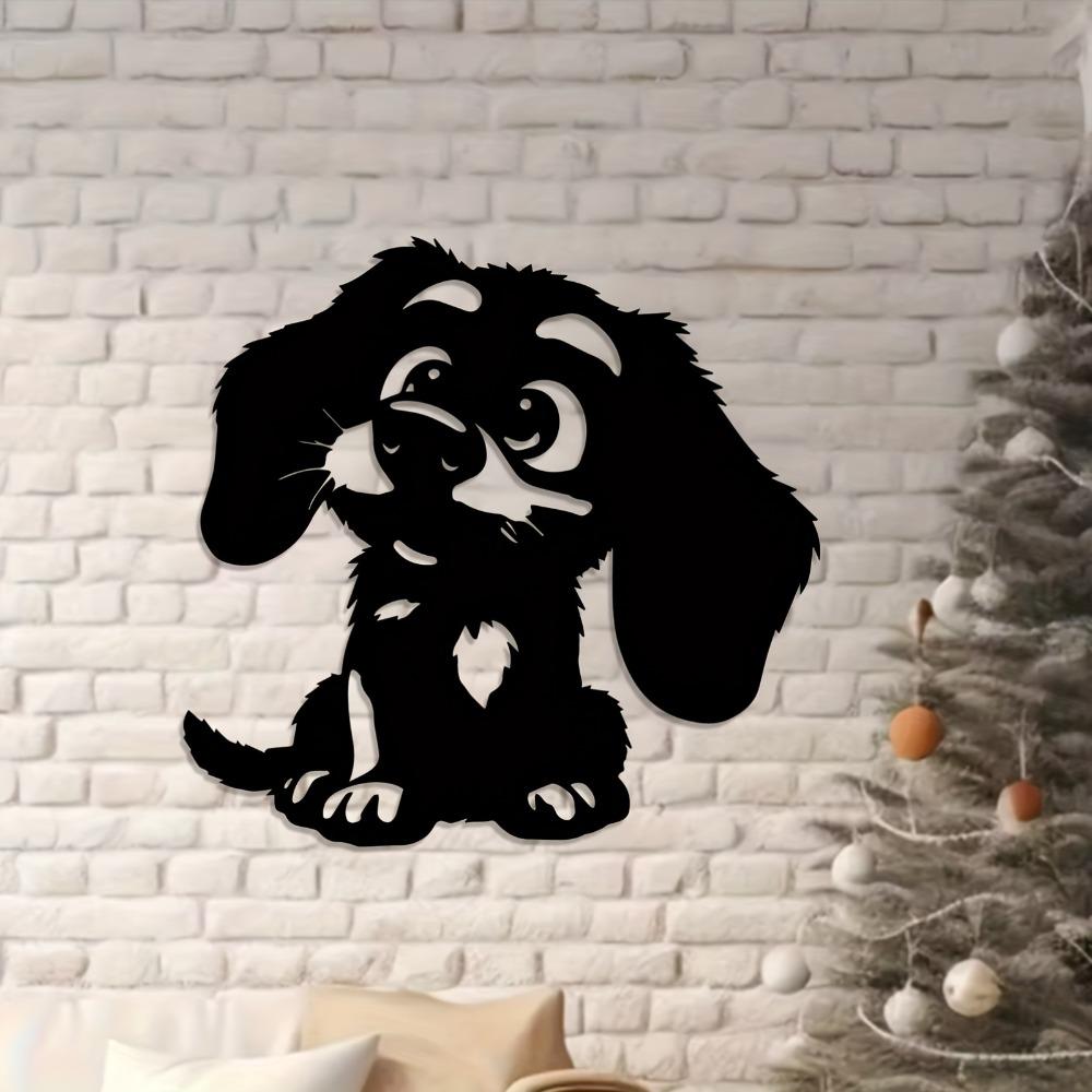 Iron Puppy Dog Wall Art Weather Resistant Metal Statue Mural Modern Home Garden Decor Christmas Easter Halloween Gift Dog Lovers Outdoor