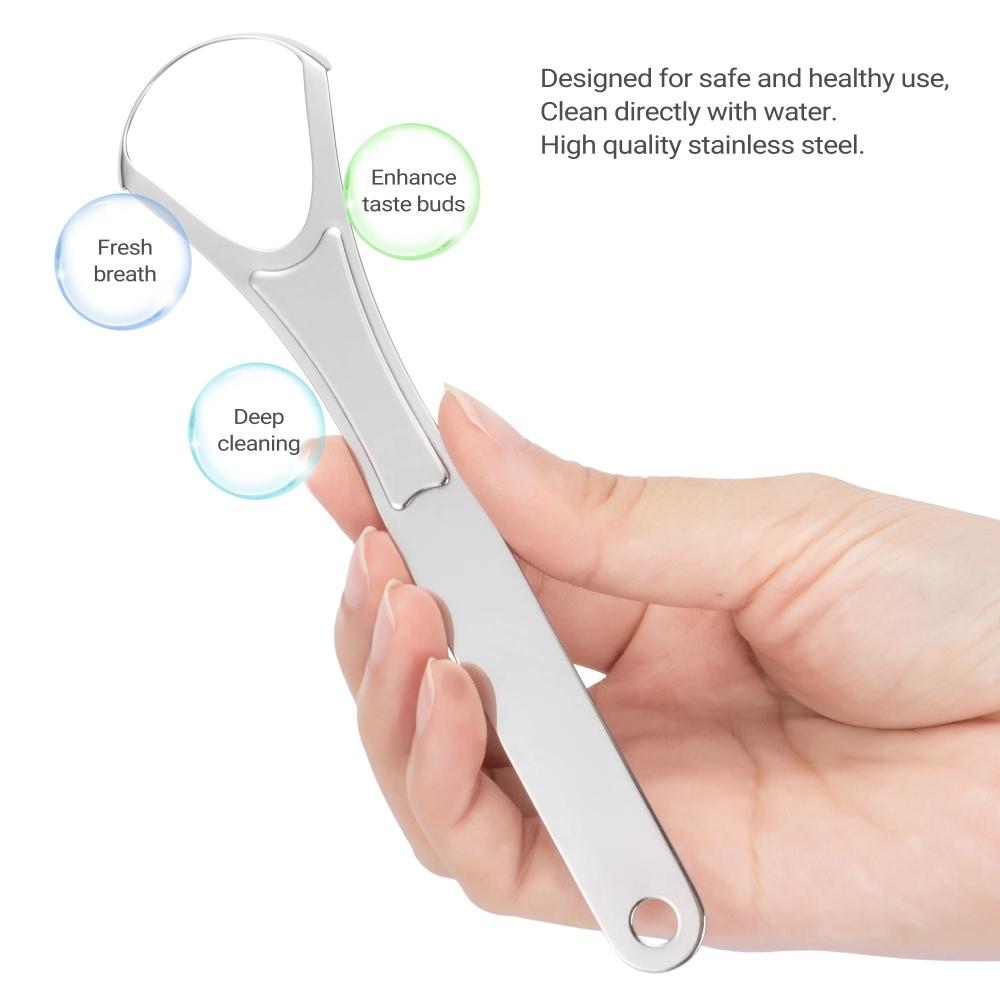 1 Pc Stainless Steel Tongue Scraper Tongue Plate For Removing Bad Breath Single Layer Tongue Coating Cleaner Brush Oral Care
