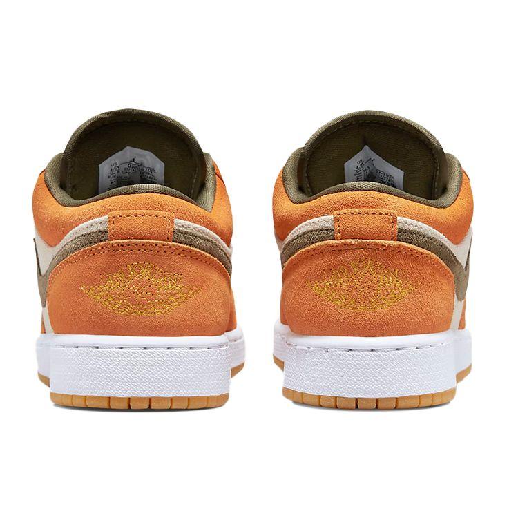 Air Jordan 1 Low SE GS Ceramic Kids Sneakers Orange White Medium-Olive DJ0342-102