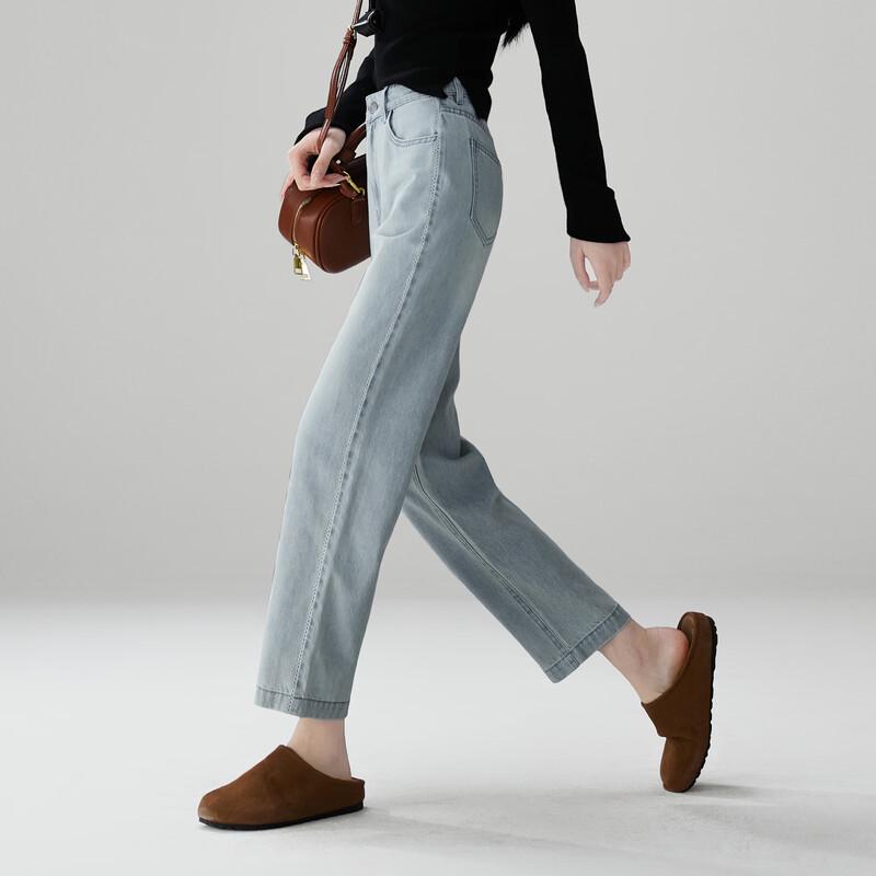 SOFSIL 2026 Spring Retro High-Waist Cropped Straight-Leg Jeans